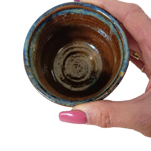 Vintage Art Pottery Office Desk Pencil Holder Tropical Turquise Earthy Glazed - Picture 7 of 10